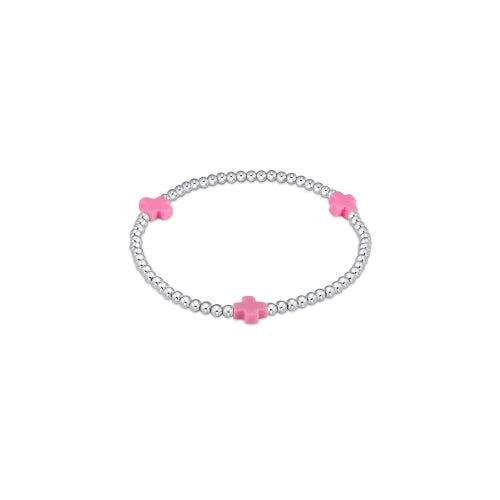 ENEWTON DESIGN ED BSCSSP3BP SIGNATURE CROSS STERLING PATTERN 3MM BEAD BRACELET-BRIGHT PINK