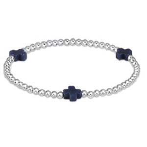 ENEWTON DESIGN ED BSCSSP3N SIGNATURE CROSS STERLING PATTERN 3MM BEAD BRACELET - NAVY