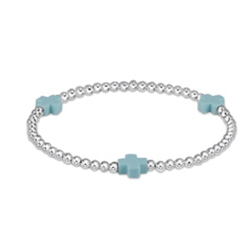 ENEWTON DESIGN ED BSCSSP3T SIGNATURE CROSS STERLING PATTERN 3MM BEAD BRACELET - TURQUOISE