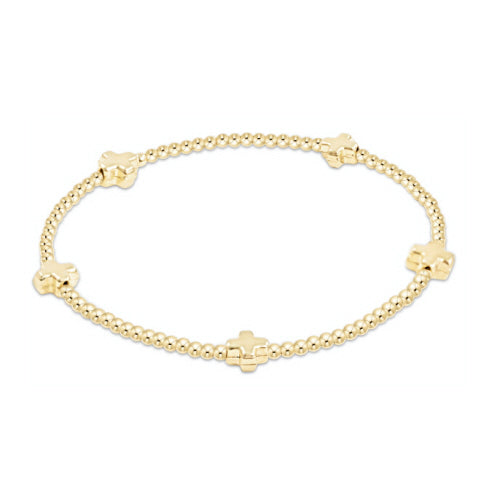 ENEWTON DESIGN ED EGBSCSMGP2GLD EGIRL SIGNATURE CROSS SMALL GOLD PATTERN 2MM BEAD BRACELET - GOLD