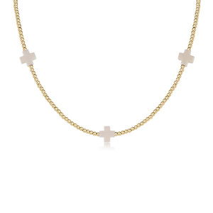 ENEWTON DESIGN ED N15SCGP2OW 15" CHOKER SIGNATURE CROSS GOLD PATTERN 2MM BEAD - OFF WHITE