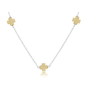 ENEWTON DESIGN ED N15SISSMXMSCG 15" CHOKER SIMPLICITY CHAIN STERLING MIXED METAL - SIGNATURE CROSS GOLD