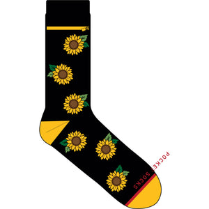 Pocket Socks PS 12118 Sunflower on Black, Womens