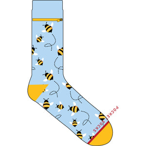 Pocket Socks PS 12122 Bees on Blue, Womens