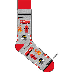 Pocket Socks PS 12205 Firefighter on grey, Mens