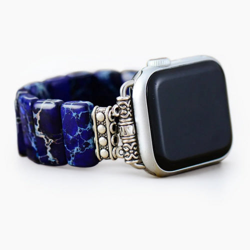 cape diablo CD AWSLNavyTib Dark Navy Tibetan Jasper Stretch Apple Watch Strap