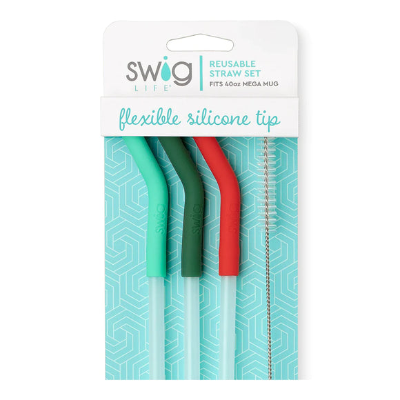 SWIG LIFE SL S191-T40-CH MINT/GREEN/RED REUSABLE STRAW SET (40 OZ)