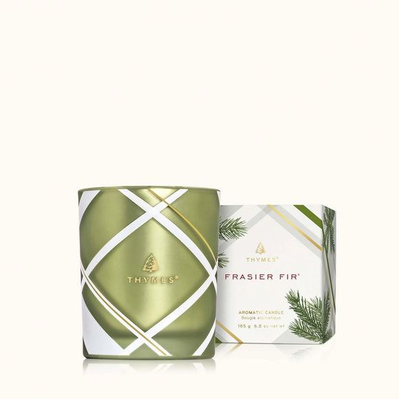 THYMES TH 03545241500 Frasier Fir Frosted Plaid 6.5 oz Poured Candle