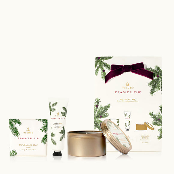 Thymes TY 12524-01 Frasier Fir Holiday Gift Set - Hand Cream, Travel Tin, and Bar Soap