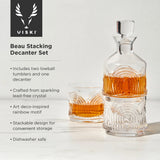 True Brands 26 11279 VISKI Deco Beau 3-Piece Crystal Stacking Decanter
