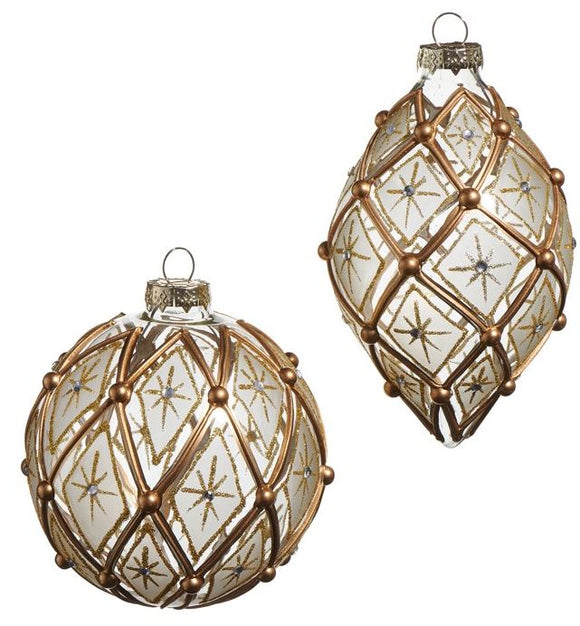Raz Imports RZ 4524885x White and Gold Deco Ornament, 4