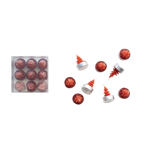 CREATIVE CO-OP CCOP XS3535 SET OF 9 2"H X 1-1/2" RED ROUND TREE SHAPED VOTIVE