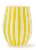 Two's Company TC 55177x Stripe Hand-Painted Stemless Wine Glass - 4 Colors