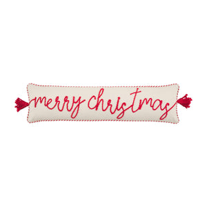 Mud Pie MP 41600764 Merry Christmas Long Pillow White