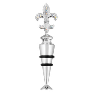 Leading Ware Group LWG 6137 Crystal Fleur-de-lis Zinc Wine Bottle Stopper