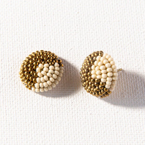 Ink + Alloy IA PSER0201GW Gold & Ivory Button Post Earring