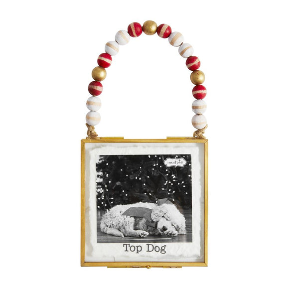 Mud Pie MP 46700175D Dog Beaded Photo Ornament 3 x 3 Photo