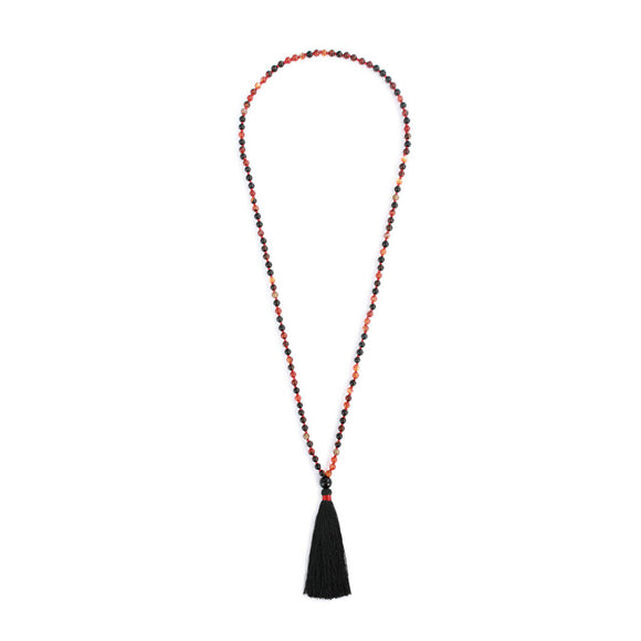 Demdaco 1004130275 Red Threads Necklace with Black Tassel and Beads