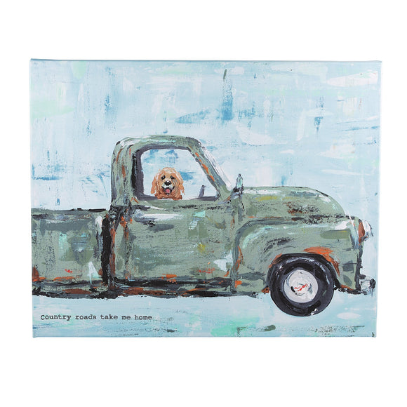 Glory Haus GH 10110003 Dog in Green Truck Canvas Print