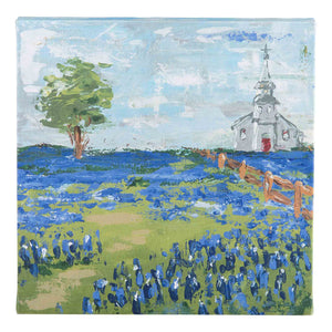 Glory Haus GH 10120009 Church in Blue Bonnet Field Canvas