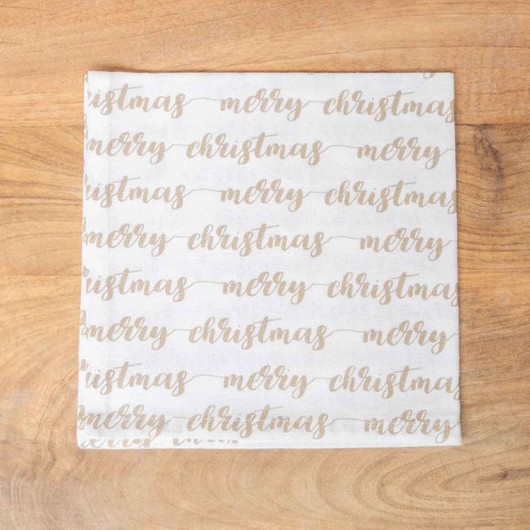 The Royal Standard TRS 108721066 Merry Christmas Script Napkin White/Gold 18 x 18