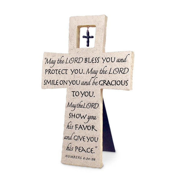 Dicksons Gifts DG 11802 Tabletop Cross Bless You Caststone