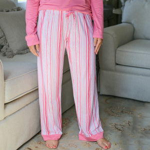 The Royal Standard TRS Sweet Stripes Sleep Pants Pink/White