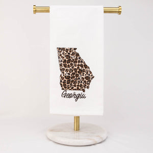 The Royal Standard TRS 130522031 Georgia Leopard Hand Towel White/Black/Tan  20x28