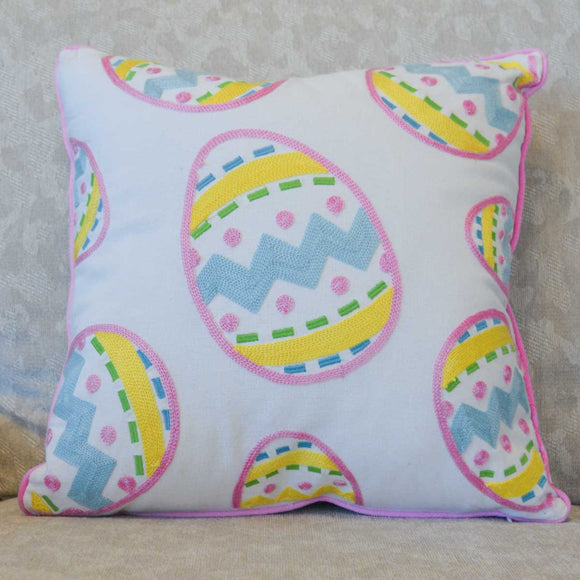 The Royal Standard TRS 135521032 Easter Egg Embroidered Pillow