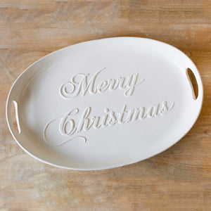 The Royal Standard TRS 136520001 Merry Christmas Embossed Platter - White