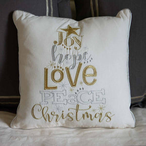 The Royal Standard TRS 138822011 Glamour Christmas Wishes Pillow Natural/Gold/Silver