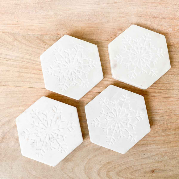 The Royal Standard TRS Snowflake Etched Coasters - White