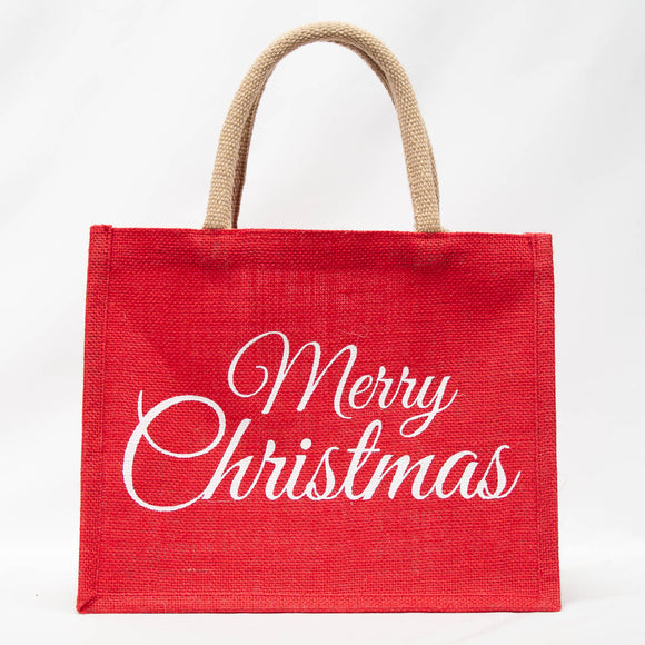 The Royal Standard TRS 141722019 Classic Merry Christmas Gift Tote White/Red 12x10x8
