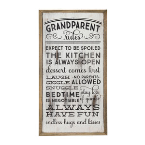 Occasionally Made OM Grandparents Rules Wooden Wall Art