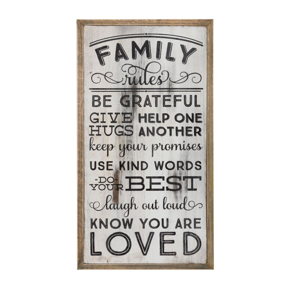 Occasionally Made OM Family Rules Wooden Wall Art