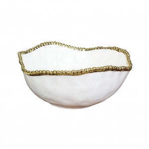 Pampa Bay PB CER-1721-WG  Golden Salerno Porcelain Large Salad Bowl (Gold Trim)