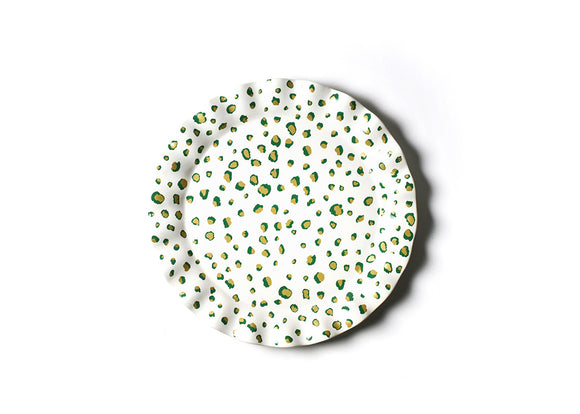 Coton Colors CC DDOT-13RRD-EMD Emerald Double Dot 13 Round Ruffle Platter