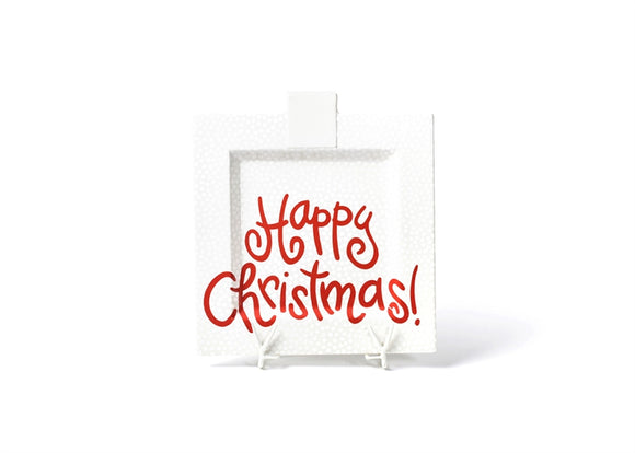 Coton Colors CC HAPCHR-13SQ-WHT White Small Dot Happy Christmas Big Square Platter