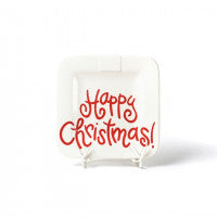 Coton Colors CC HAPCHR-9.25PL-WHT White Small Dot Happy Christmas 9.25 Mini Platter