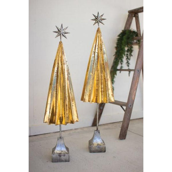 Kalalou Inc KI CHE1178S Small Folded Gold Metal Tree W/Star