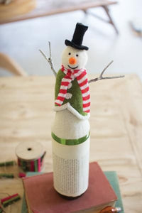 Kalalou Inc KI CHB2032 Felt Snowman Wine Topper W/Arms