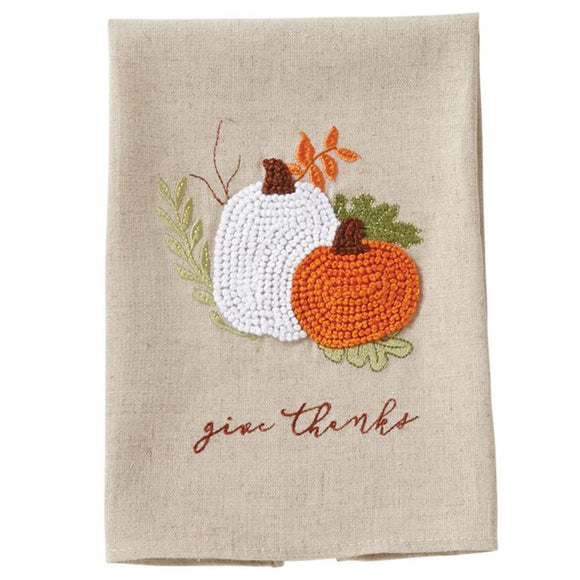 Mud Pie MP 44000003G Give Thanks French Knot Towel
