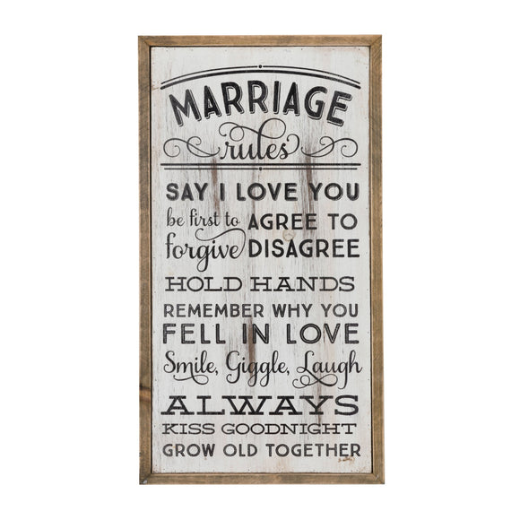Occasionally Made OM Marriage Rules Wooden Wall Art