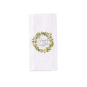 Mud Pie MP 4405238H Happy Everything Waffle Weave Towel