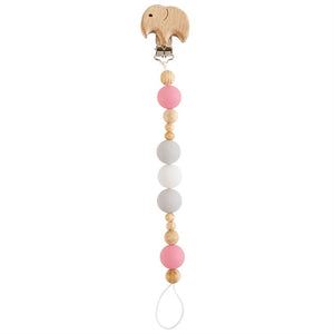 Mud Pie MP 11680007 Girl Elephant Wooden Pacy Clip