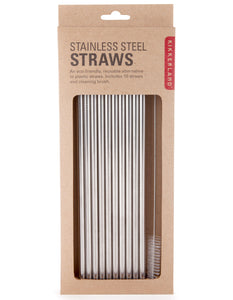 Kikkerland Designs KD CU268 Set of 10 Stainless Steel Straws