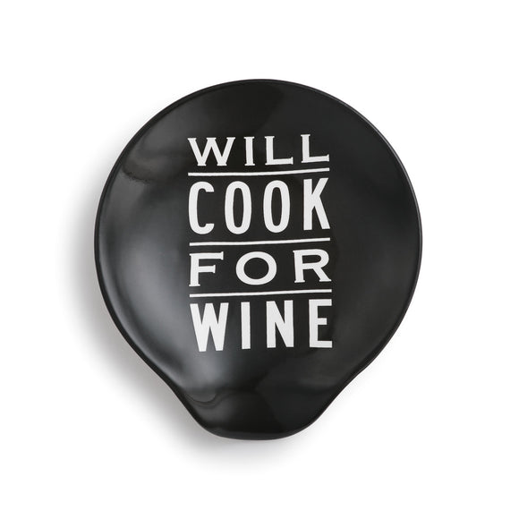 Demdaco 1004180156 Will Cook For Wine Ceramic Spoon Rest