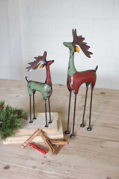 Kalalou Inc KI NTM1152 Recycled Iron Deer Green and Red