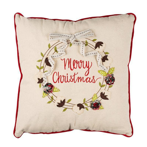 Glory Haus GH 72100521 Merry Christmas Wreath Pillow