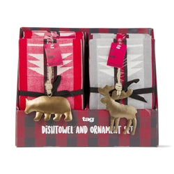 TAG T 208598 Lodge Dishtowel and ornament set